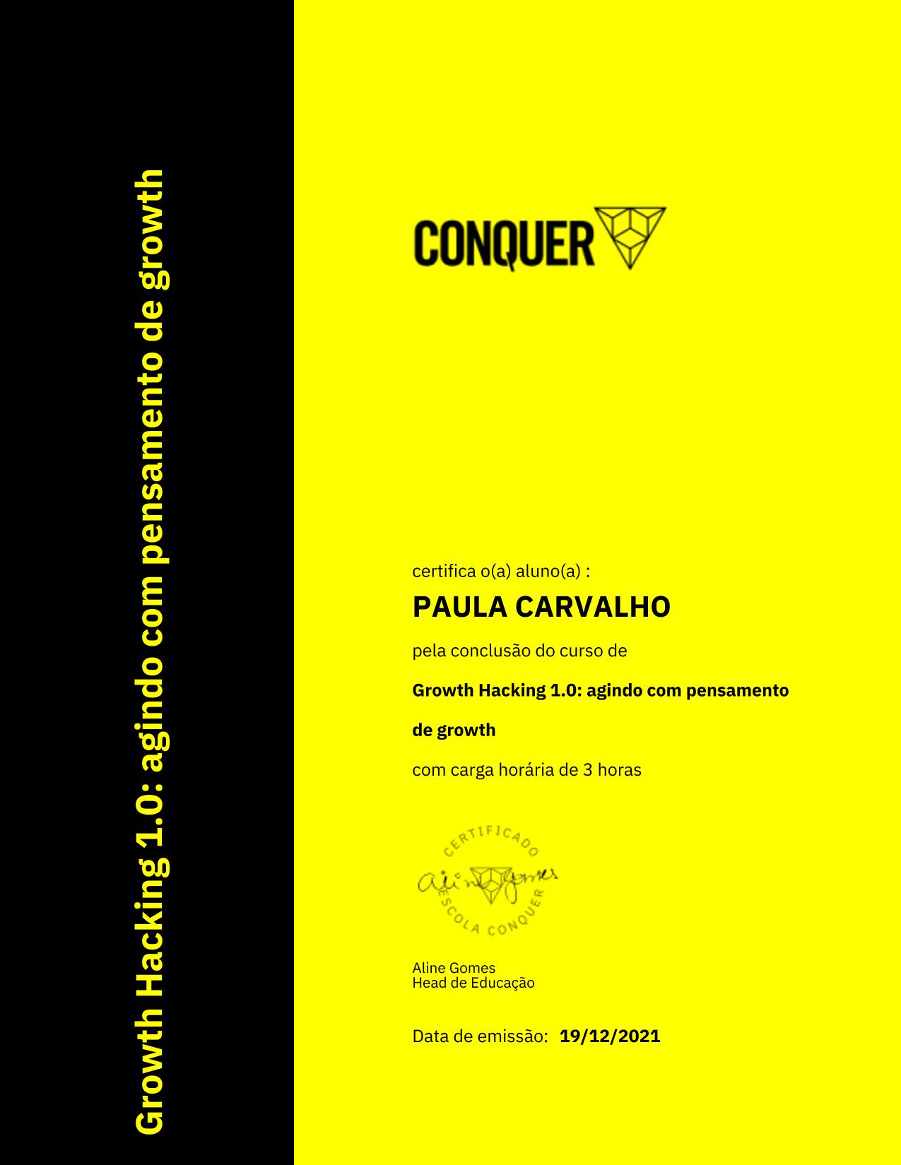 Certificado de Growth Hacking 1.0: agindo com pensamento de growth